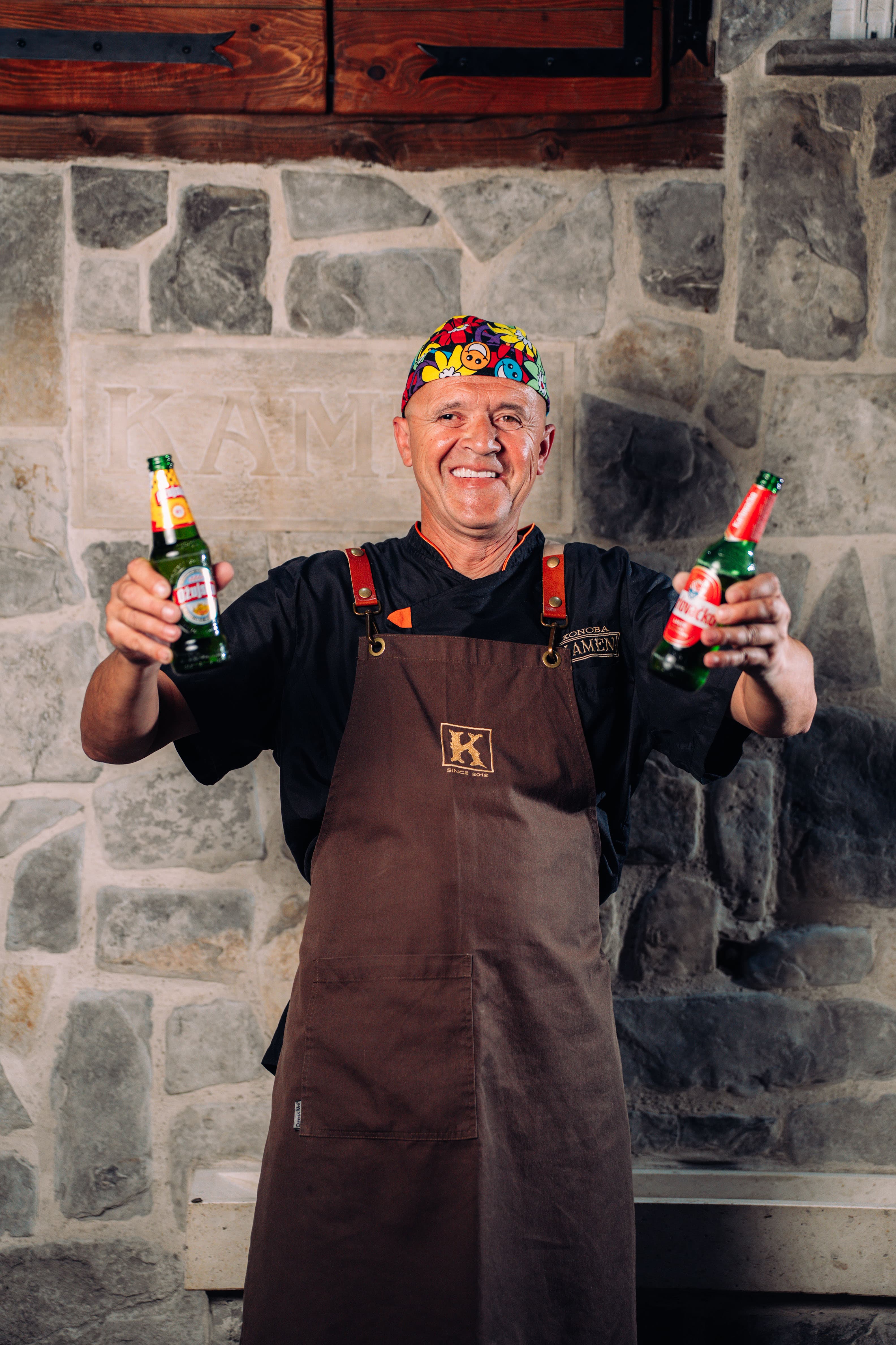 Dragan at the restaurant wall